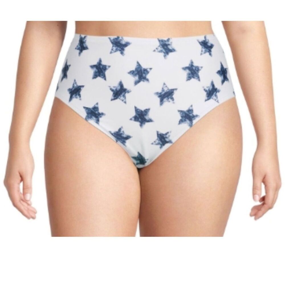 Social Angel Women's Printed High Waist Swimsuit Bottom for Plus- 1X